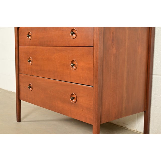 John Van Koert for Drexel Counterpoint Mid-Century Modern Sculpted Walnut Highboy Dresser, 1950s For Sale - Image 13 of 18