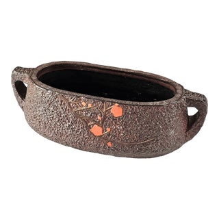 Antique Japanese Brown Tokanabe Ceramic Ikebana Planter Pot For Sale