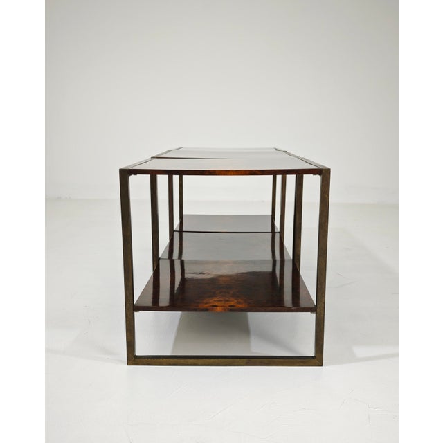 1970s Mid-Century Modern Brass and Wood Coffee Tables, Italy, 1970s, Set of 3 For Sale - Image 5 of 14