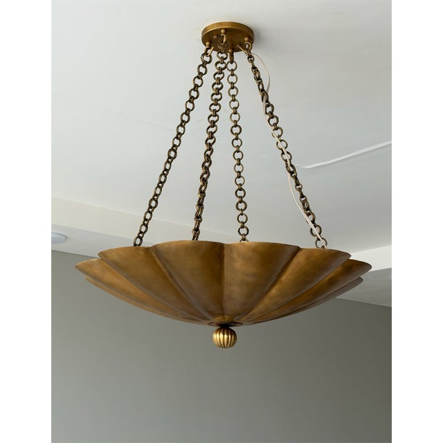 Handmade European Style Pure Brass Scalloped Pendant Light. For Sale - Image 6 of 10