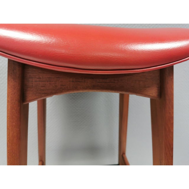 1970s Bar Stool in Teak and Leather by Johannes Andersen for Brødere Andersen, 1960s For Sale - Image 5 of 14