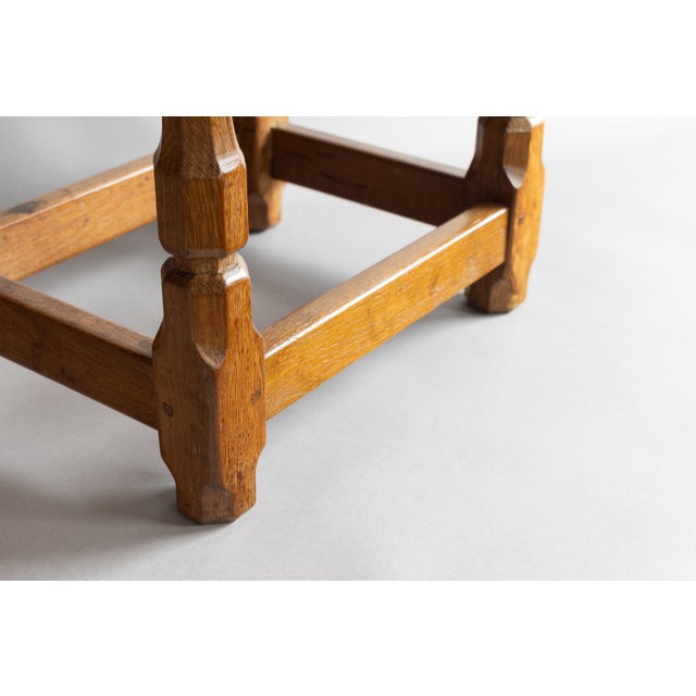 1950s Vintage Carved Oak Stool, 1950s For Sale - Image 5 of 6