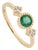 Round Emerald Trilogy Vintage Ring With Diamonds in 14k Yellow Gold Size 7 For Sale