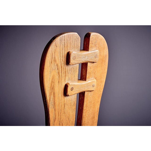 Brutalist Oak Dining Table and Chairs, 1970s, Set of 6 For Sale - Image 12 of 18