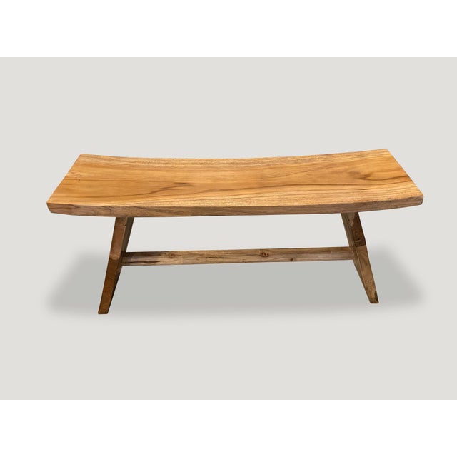 2010s Andrianna Shamaris Minimalist Teak Wood Bench For Sale - Image 5 of 5
