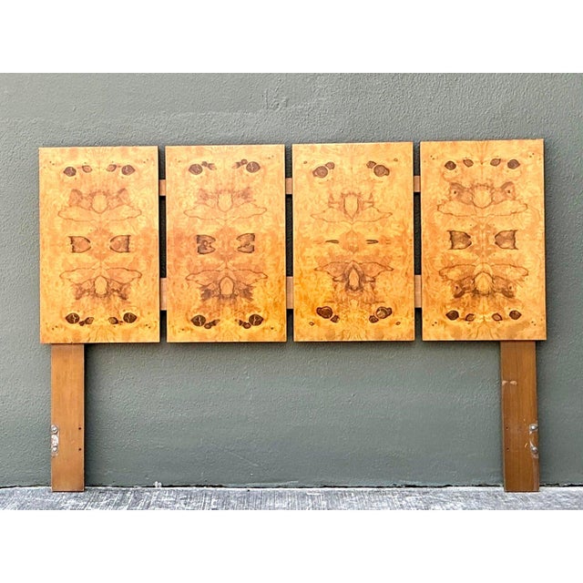 Vintage Lane Altavista Book Matched Burl Wood Full Headboard For Sale - Image 4 of 9