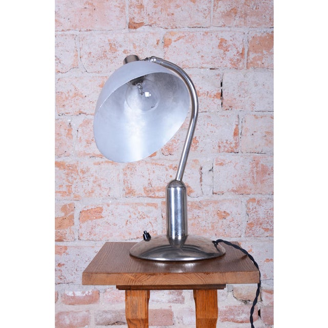 Silver Bauhaus Table Lamp in Chrome and Aluminium from Franta Anýž, Czech, 1930s For Sale - Image 8 of 11