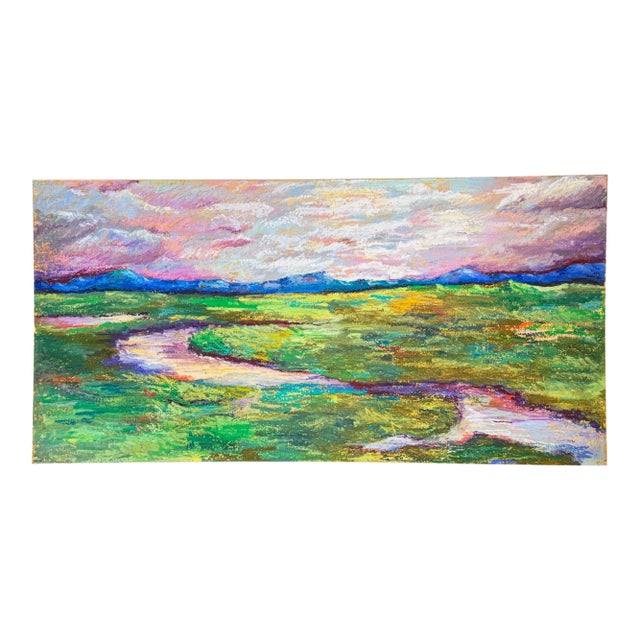 Original Oil Pastel Landscape Painting For Sale