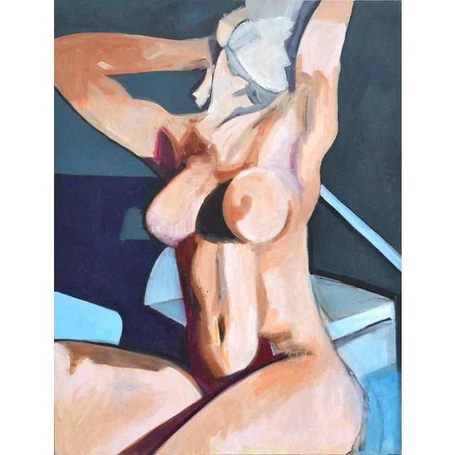 1990s Abstract Expressionist Figurative Female Nude Oil Painting by Michael William Eggleston For Sale