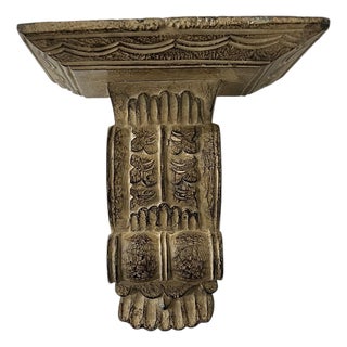 Vintage Hand Carved Wood Wall Corbel Display Shelf For Sale
