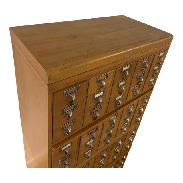 Remington Rand Vintage Remington Rand 60-Drawer Modular Library Card Catalog Cabinet For Sale - Image 4 of 6
