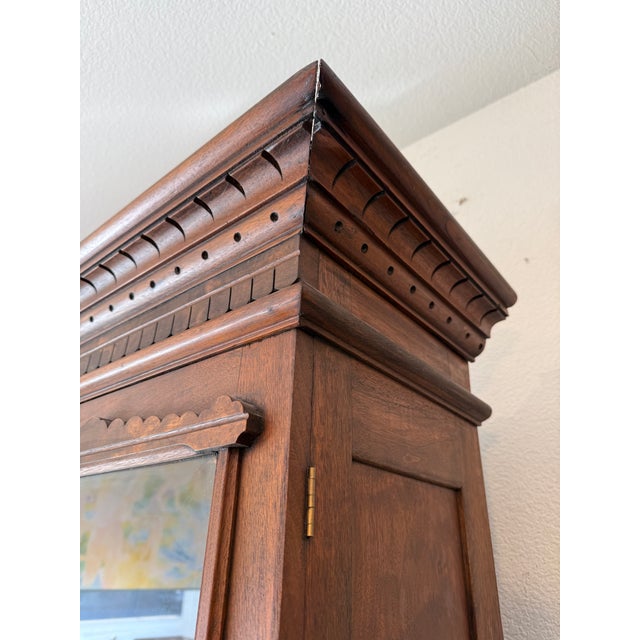 Brown Antique Eastlake Burl Wood Cylindrical Secretary For Sale - Image 8 of 12