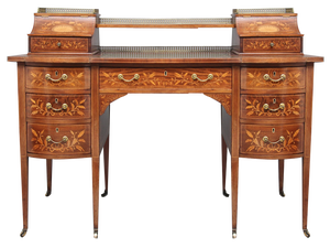 19th Century Inlaid Mahogany Desk, 1890s