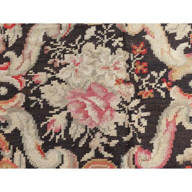 1900 - 1909 Early 20th Century Russian Bessarabian Floral Handmade Wool Rug For Sale - Image 5 of 6