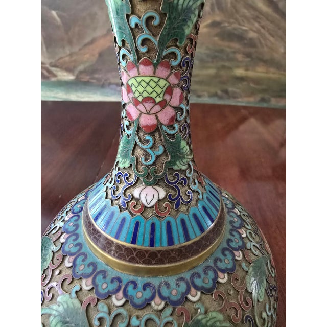 Chinese Vintage Chinese Mid Century Museum Pr Cloisonne Vases For Sale - Image 3 of 12