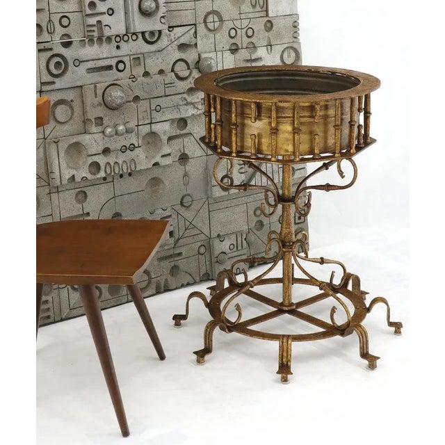 Mid 20th Century Large Italian Wrought Iron Gold Gilt Planter For Sale - Image 5 of 13