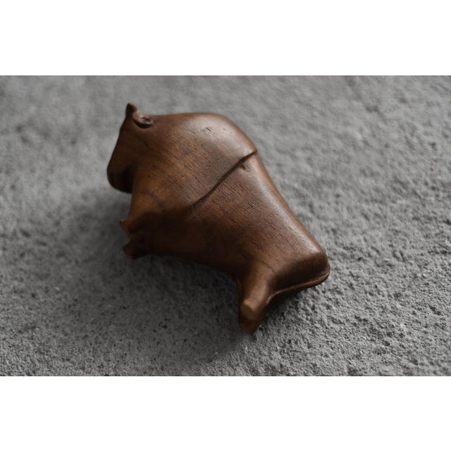Vintage Danish Dark Teak Bison Figurine, 1960s For Sale - Image 4 of 9