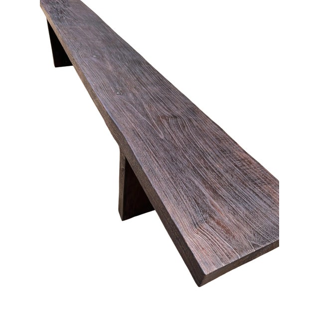 Sculptural Teak Wood Bench Modern Organic, Stunning Textures, Espresso Finish For Sale - Image 4 of 9