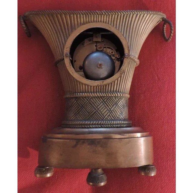 Metal 1825 Charles X Period French Empire Gilt Bronze 'Flower Vase' Mantle Clock For Sale - Image 7 of 8