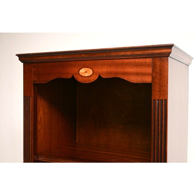 Brown Vintage Slim Georgian Style Open Bookcase, 1950 For Sale - Image 8 of 11