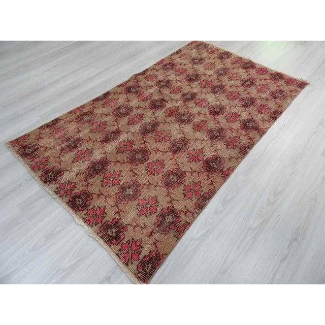 1960s Vintage Turkish Hand-Knotted Rug - 4'3" x 6'10" For Sale - Image 5 of 6