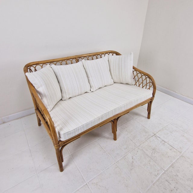 Mid-Century Italian Rattan & Bamboo Settee, 1970 For Sale - Image 6 of 16