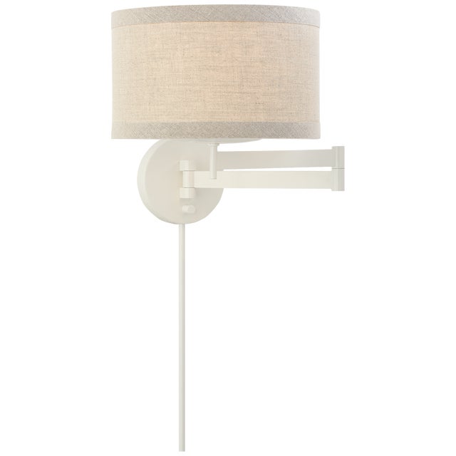 Walker Swing Arm Sconce in Light Cream with Natural Linen Shade Designer: kate spade new york Height: 12" Extension: 16" -...