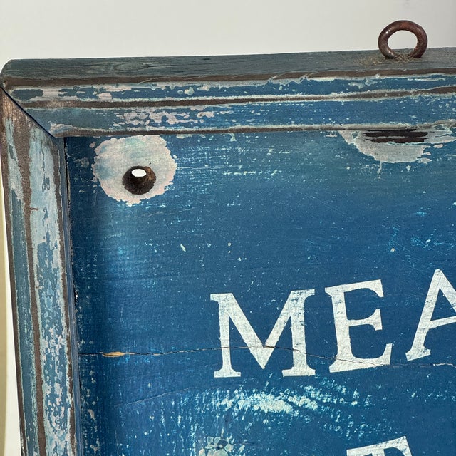 Brilliant Decorative Vintage Tavern Sign in Blues, Advertising Meals Where Miners Are Welcome For Sale In New York - Image 6 of 13