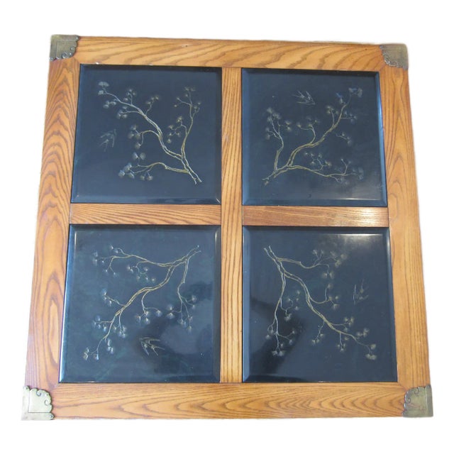 1970s Chinoiserie Asian Inspired Bassett Coffee Table With Brass Accents For Sale