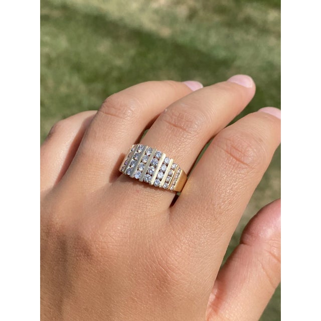 The Tavanta: Ladies 14K Yellow Gold Cocktail Ring Channel set with Diamonds For Sale - Image 10 of 10