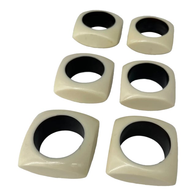 Set of 6 Bone Colored Napkin Rings For Sale