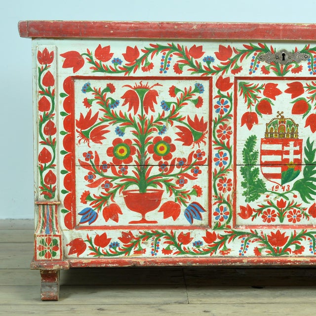 Folk Art Bridal Chest, 1943 For Sale - Image 10 of 15