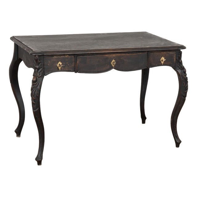 Late 19th Century Swedish Black Painted Pine Desk For Sale