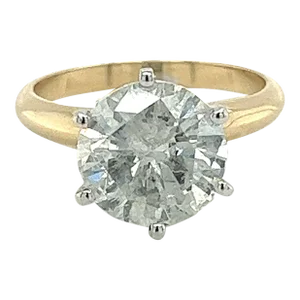 Natural 3.51 Carat Round Cut Diamond Solitaire Engagement Ring Size 6.25