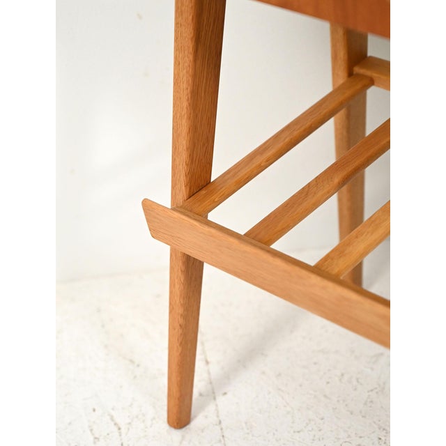 1950s Scandinavian Bedside Table with Drawer and Magazine Rack, 1950s For Sale - Image 5 of 10