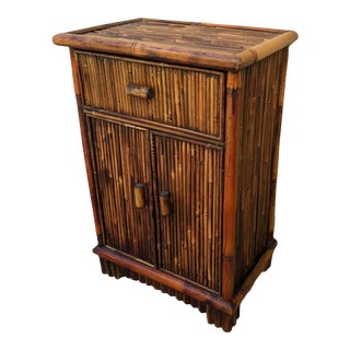 Vintage Burnt Bamboo Nightstand For Sale
