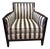 Modern Club Lounge Chair With Ebony Frame and Custom Stripe Upholstery For Sale
