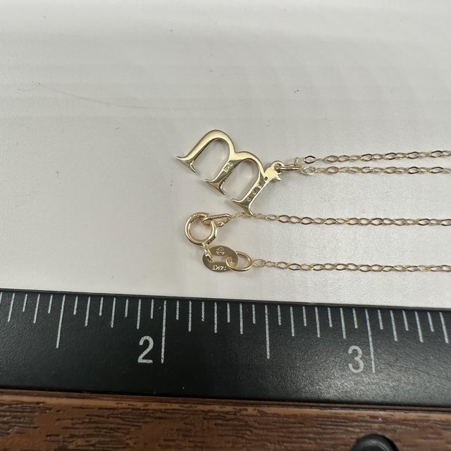 Early 21st Century Diamond “M” Initial Necklace in 14kt Yellow Gold – 18in, New For Sale - Image 5 of 5