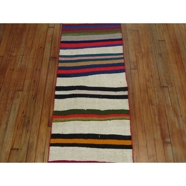 Textile Mid 20th Century Vintage Turkish Long and Narrow Runner, 1'10'' X 21'1'' For Sale - Image 7 of 11