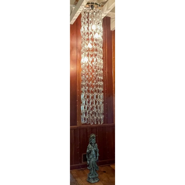 Glass 10 Ft. Chain Link Hand Blown Murano Glass Chandelier in the Style of Gino Vistosi For Sale - Image 7 of 10