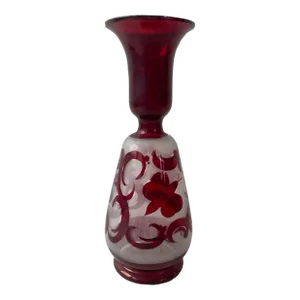 Vintage Bohemian Hand Blown Frosted Glass Vase