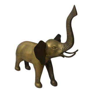 Vintage Mid Century Solid Brass Elephant Statue Figurine For Sale