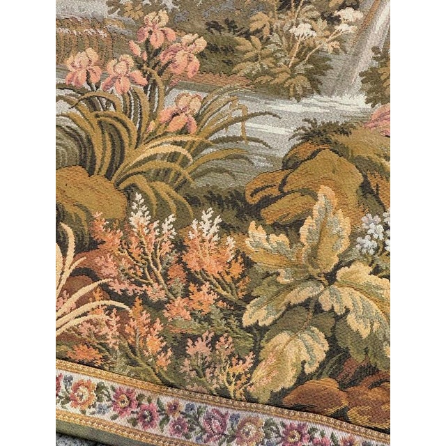 Vintage French Jacquard Tapestry with Gallant Meeting by Jules Pansu, 1970s For Sale - Image 12 of 18