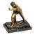 Commanding Vintage Borghese Gladiator Statue Cast Metal Sculpture Statue Marble Base Mid Century Modern Grand Tour Neoclassical For Sale