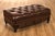 High Quality American Made Button Tufted Brown Leather Storage Ottoman with Two Dovetailed Drawers