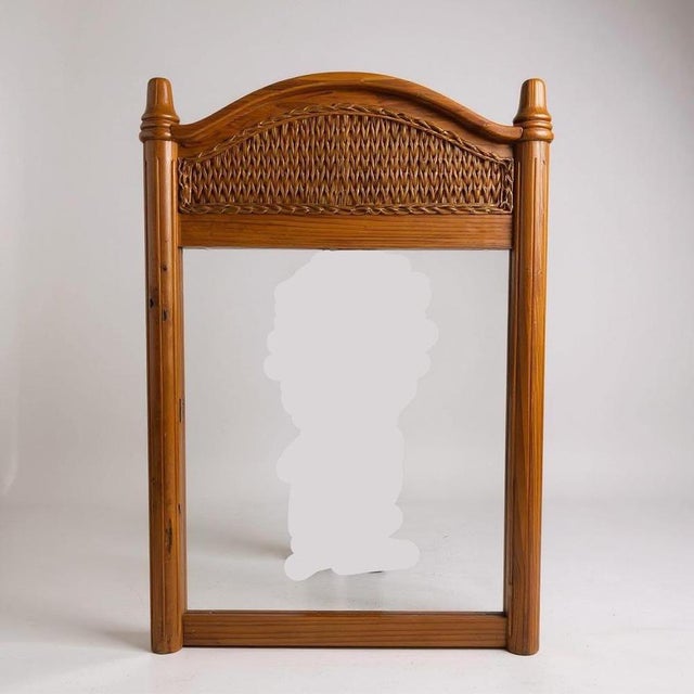 Rustic Large Mid-Century Modern Mirror in Bamboo and Pine For Sale - Image 3 of 6