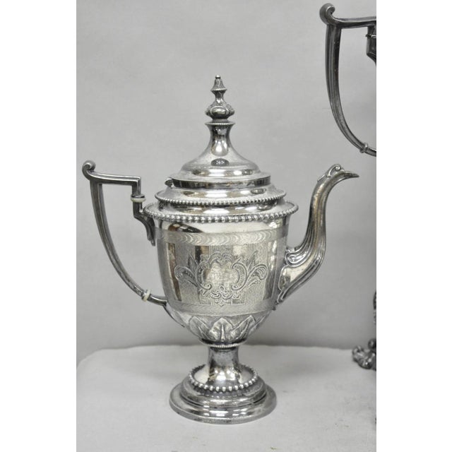 Victorian Antique Reed & Barton 1929 English Regency Silver Plated Samovar Tea Set - 4 PCS For Sale - Image 3 of 18