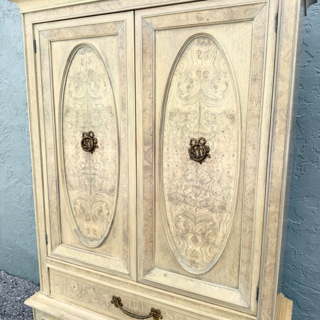 Vintage French Provincial Burlwood Armoire by Detroit Furniture For Sale - Image 9 of 11