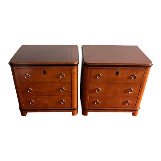 Nightstands by National Mt. Airy Biedermeier Style Three Drawer- a Pair For Sale
