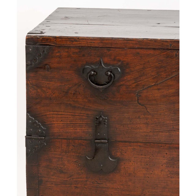 Asian Korean Iron Mounted Hardwood Chest For Sale - Image 3 of 9